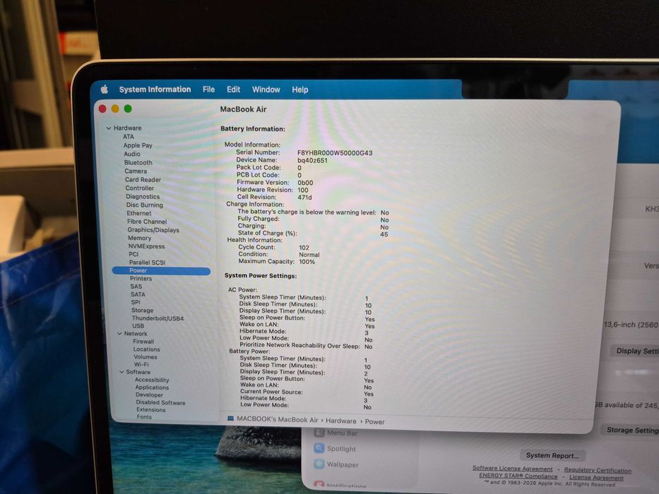 Hope Amanet P10/Laptop Apple Macbook Air M4 2025 256GB 16GB RAM bat 100%