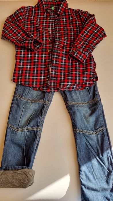 Риза и дънки с подплата Benetton, размер 110 см. (4-5 г.)