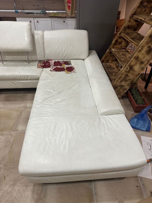 Ъглов диван естествена кожа