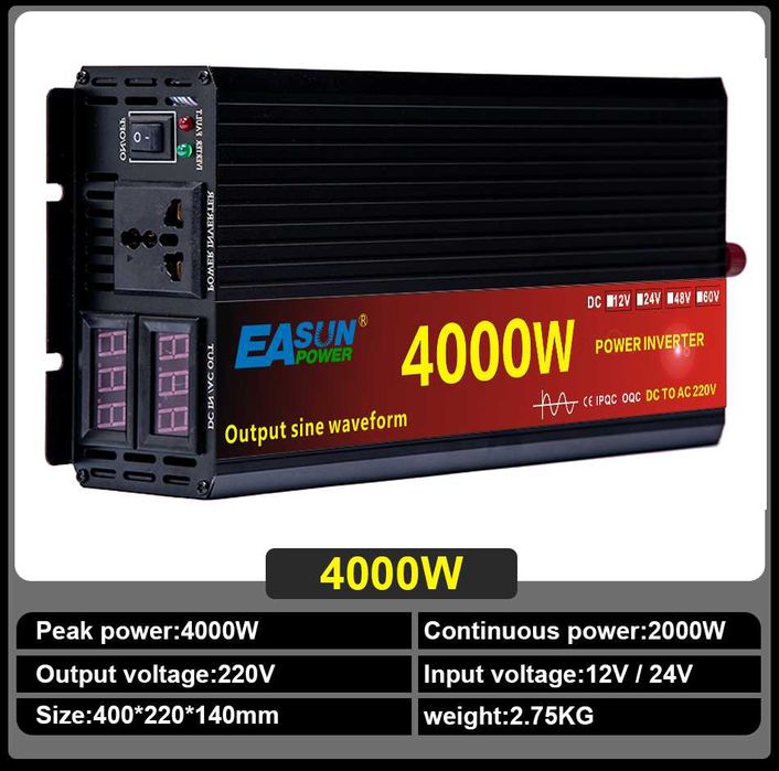 Invertoare EASUN  sinus pur 12V sau 24V  de la 3000W la 5000W NOI!