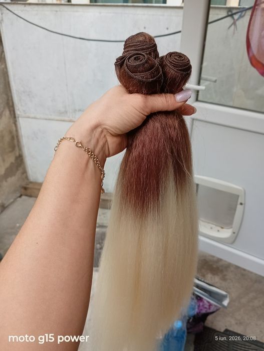 Extensii de cusut cu calotă blond saten 55 cm full head