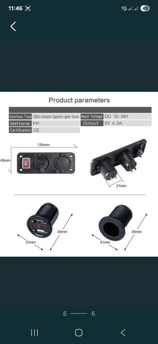Panou cu voltmetru•dual usb si priză