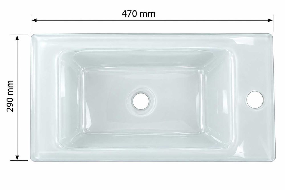 Lavoar chiuveta mica din sticla 470x290 mm, baie serviciu, Italia - Nou
