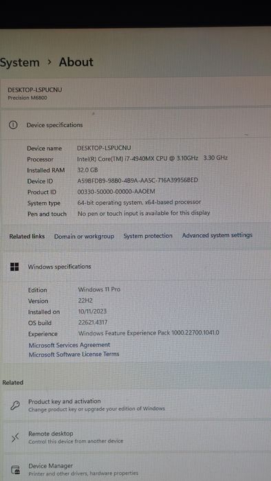 Workstation Dell Precision M6800 | i7-4940MX Extreme | 32GB RAM | Ecran 17.3"