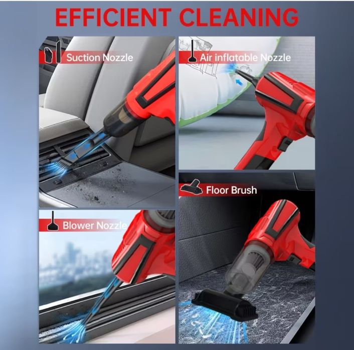 Aspirator auto  cu acumulator 2in 1 cu 3 trepte de aspirare