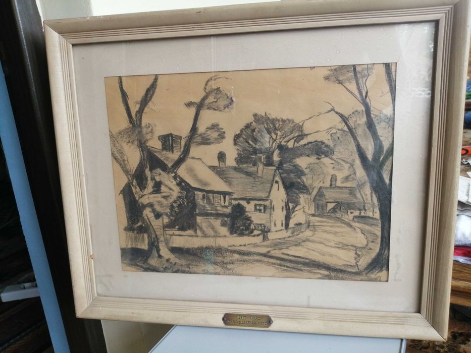 Tablou premiat Sherrg kotle - desen carbune, semnat,