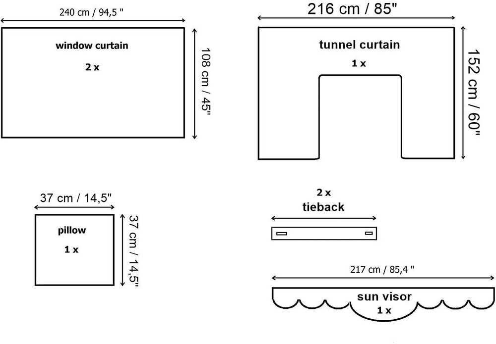 Спален комплект пердета от 5 части за DAF MAN SCANIA VOLVO , 4 цвята