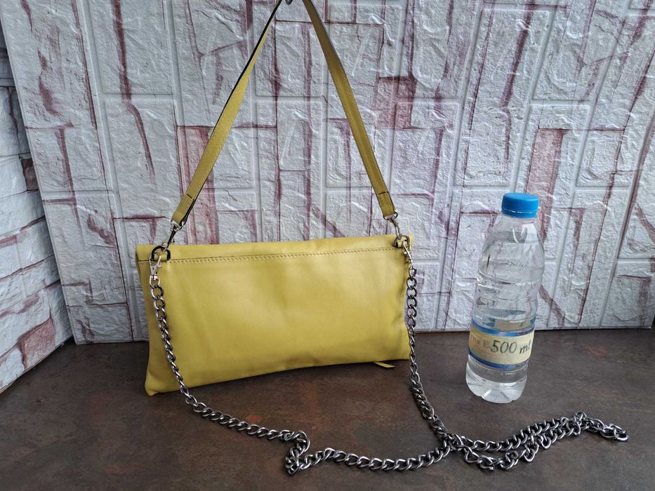 дамска чанта,Gianni Chiarini,жълта малка чантичка-естествена кожа