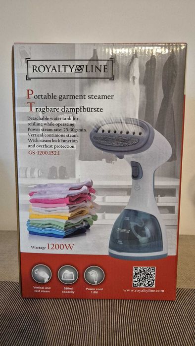 Aparat fier de calcat vertical cu abur Royalty Line RL-GS1200, 1200W, 250ml