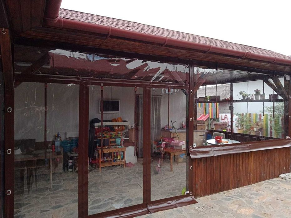 Folie transparenta cu bride si capse terase / foisoare