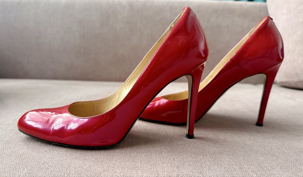 Pantofi Stiletto Rosii din Piele Naturala Lacuita Musette 38