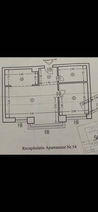 51 mp construiti Apartament 2 cam mobilat  si utilat
