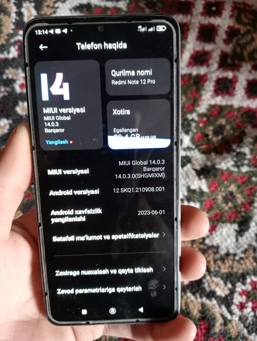 Xiomi redmi rot 12pro6\128