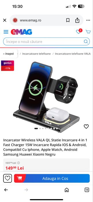 Încărcător  Wireless Fast Charger 3 in 1
