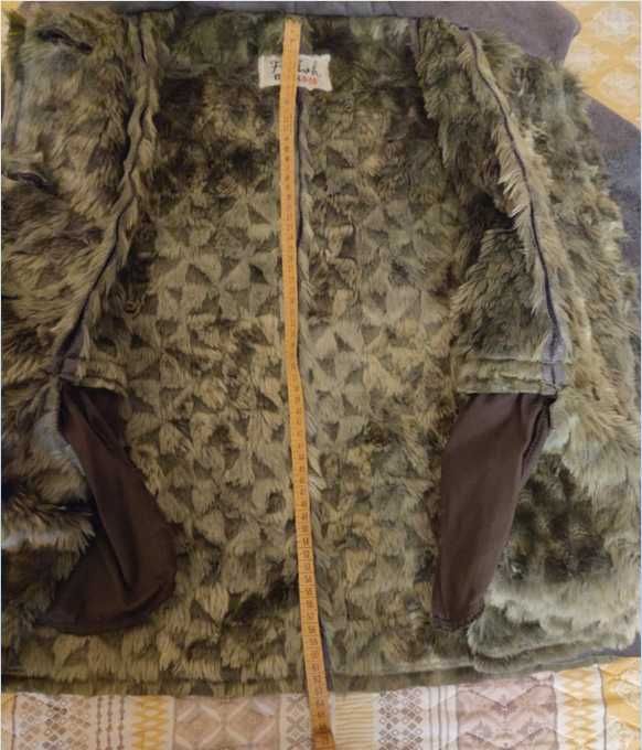 Късо палтенце с 3/4 ръкав-кожа