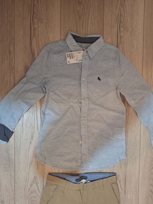 Set cămașă +pantaloni scurți, H&M,noi,cu eticheta,8-10 ani