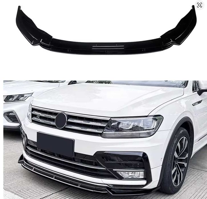 Преден спойлер за VW TIGUAN R-LINE MK2 2016 до 2020 черен гланц