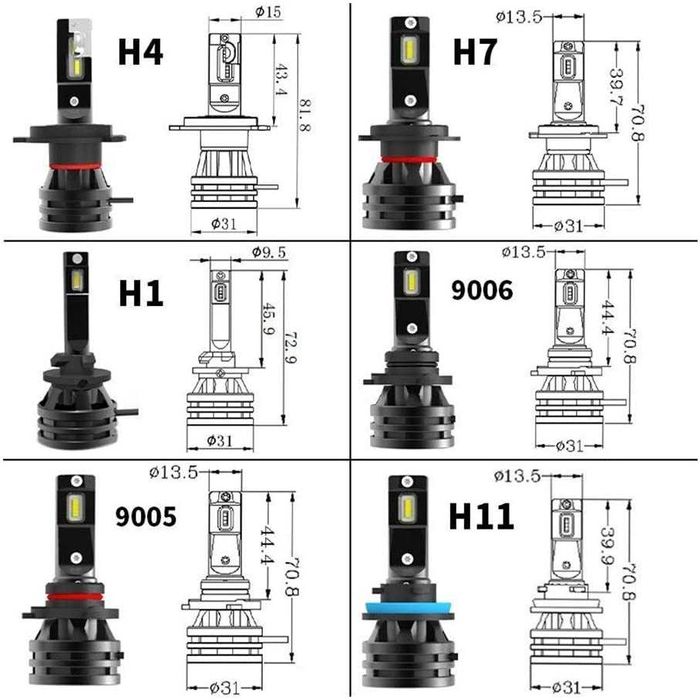 M2 лед крушки H7 H1 H4 HB3 HB4 H11 мини УЛТРА ТЪНКИ 0,13'' CREE 8000lm