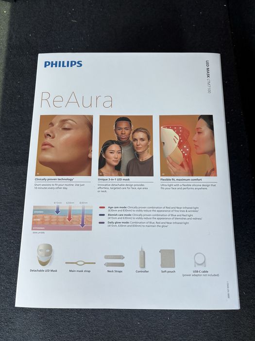 Masca cosmetica Philips ReAura LED, model 2026, INOVATIE, transport inclus
