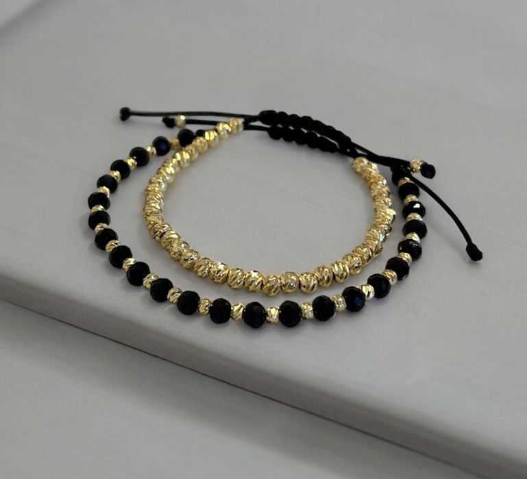 Set de brățări bile placate cu aur de 14K