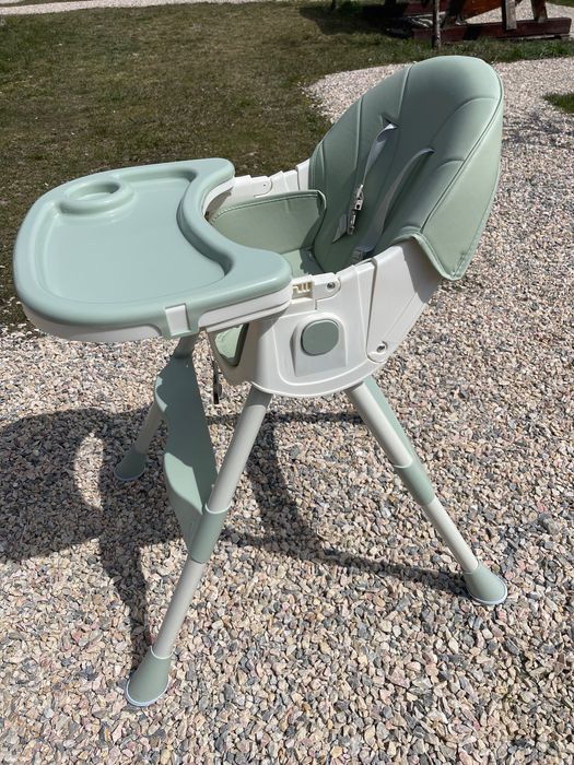 Carucior 3 in 1 LEXXO Silver Gray - Krausman - Testat ADAC  &  Scaun de masa pentru bebelusi 2 în 1, pliabil, cu tava dubla detasbila, 6–36 luni