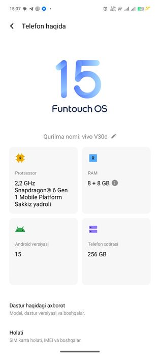 Vivo V 30e kafolati bilan
