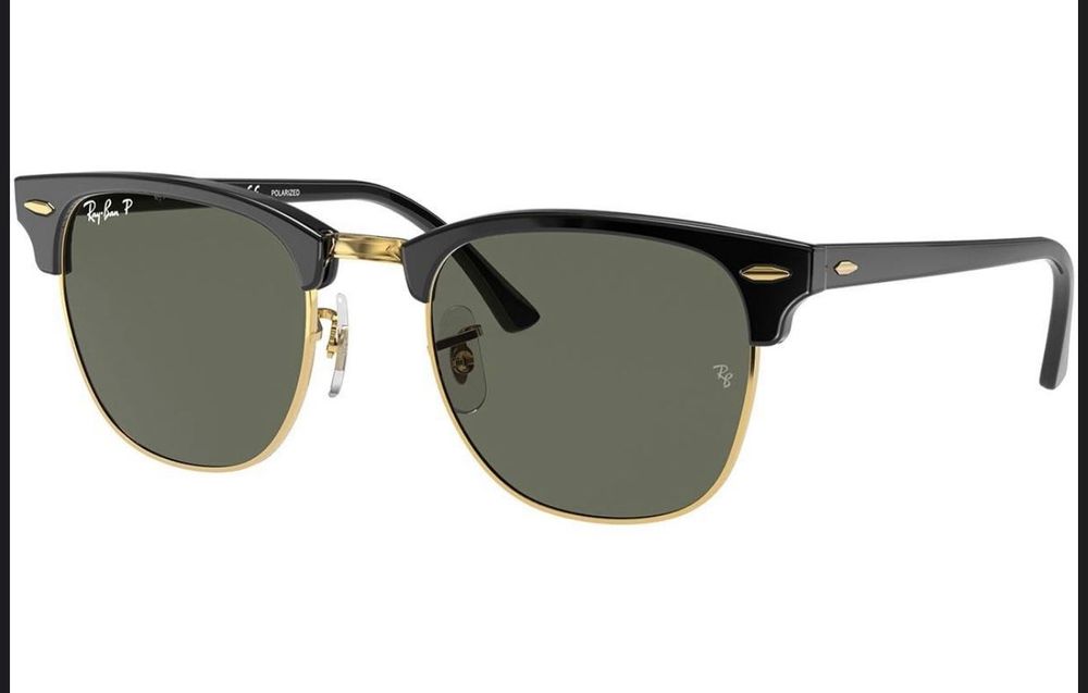 Унисекс очила Ray-Ban ClubMaster Balck/Gold със зелени стъкла (НОВИ)
