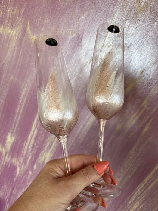 РАЗПРОДАЖБА!!! Рисувани сватбени ритуални чаши комплект от 2бр