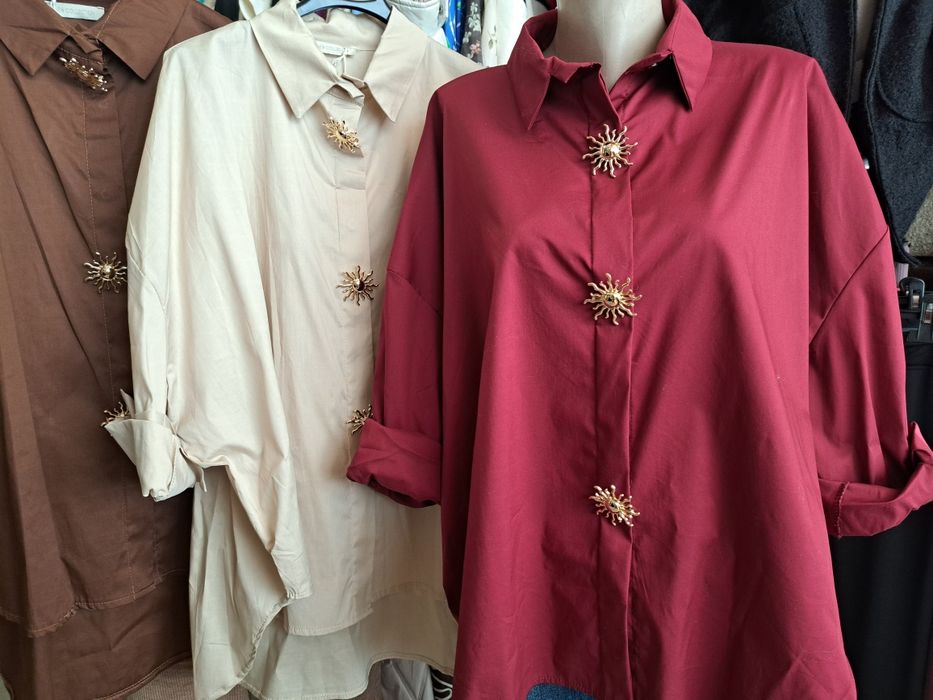 Дамска риза червено, кафяво, бежово