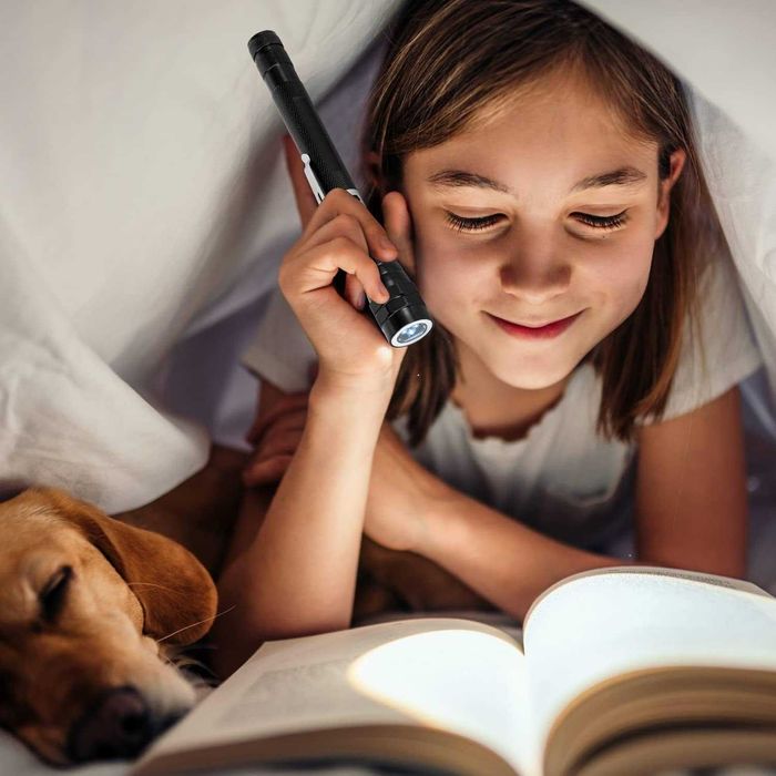 Телескопичен LED фенер с магнит, огъващ се на 360°, цвят черен