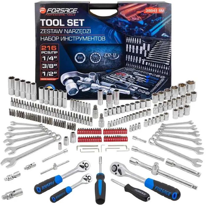 Комплект гедоре 216 части 1/4″, 3/8″ и 1/2″ FORSAGE