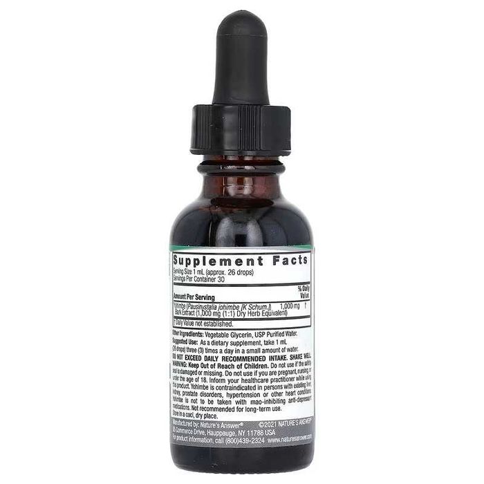 Nature's Answer Yohimbe Bark кора йохимбе, 1000 мг, 30 мл