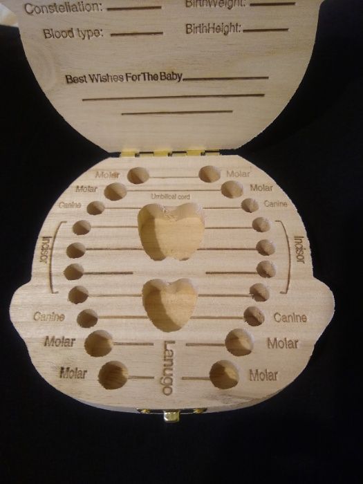 Кутия за съхранение на детски зъбки / кутия за зъби, пъпче и косичка