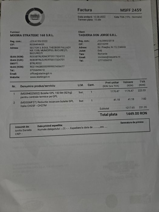 Vând butelie de gaz noua