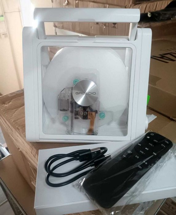 Преносим CD плейър Greadio CD02,  RGB светлини, 2 * 10W HIFI система, Bluetooth 5.3, 4000mAh батерия