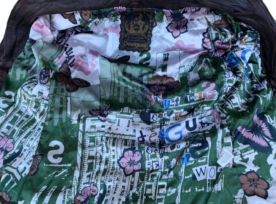DESIGUAL Geaca Fashion Aspect Creponat Piele Maro Cambrata Original