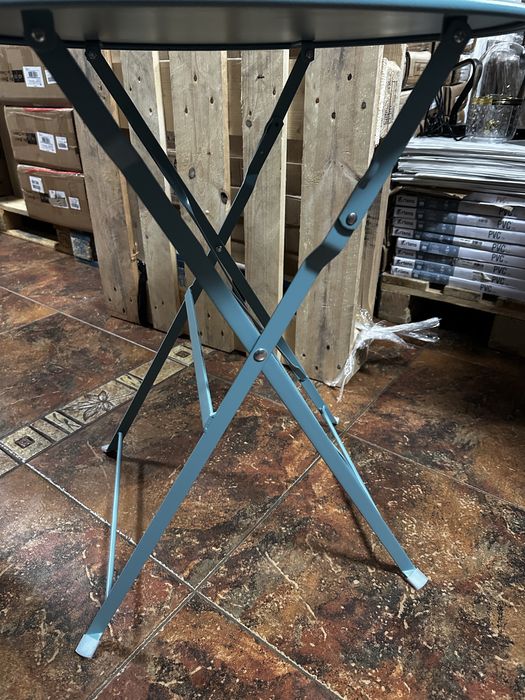 Set bistro pliabil 2 scaune + masă metal – mobilier grădină/balcon, albastru, compact - LIVRARE GRATUITA !