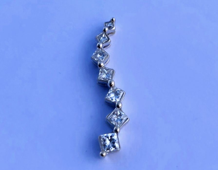 Pandant din aur alb 14k cu diamante naturale princes