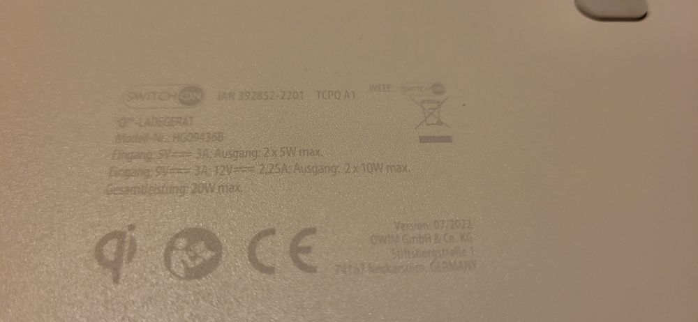 Двойно безжично зарядно 20w