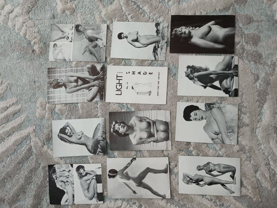 Lot 12 mini postere nuduri față-verso vintage colecție