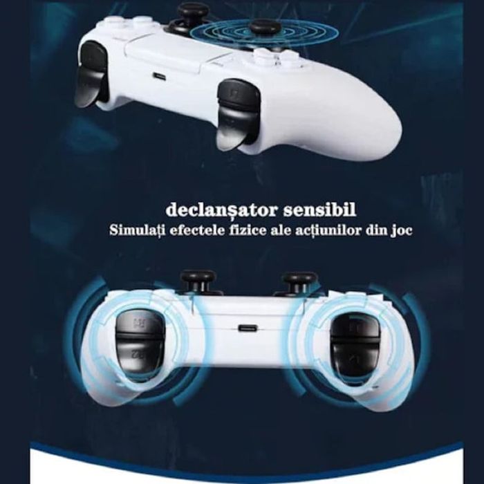 Controller Gamepad Manetă Wifi Macvi® pt PS4/PS5,Alb Vibratii,Difuzor