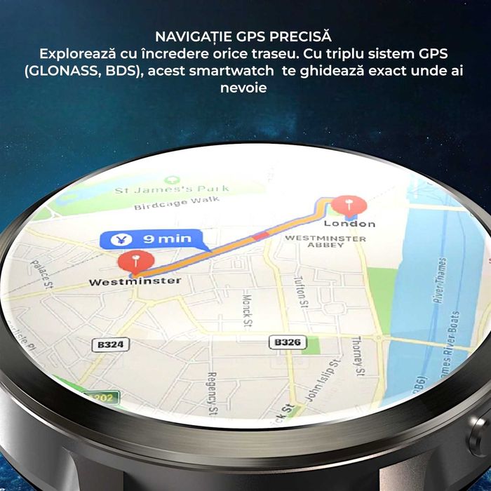 Smartwatch, Ecran Super AMOLED 1.75", Rezolutie 466x466, Baterie 1520mAh, Camera Rotativa, Quad-Core, 2GB RAM+16GB, Bluetooth, GPS, Wi-Fi, 4G Nano SIM