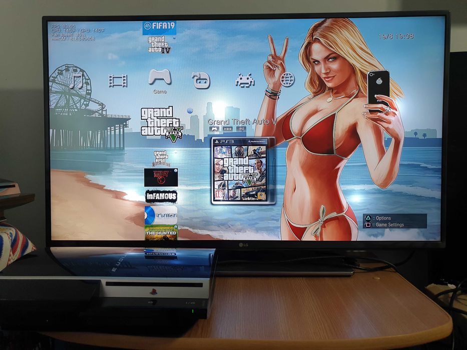 PS3 modat CFW 250 GB + 40 jocuri (GTA V, Spider-Man, FIFA 19, NFS)