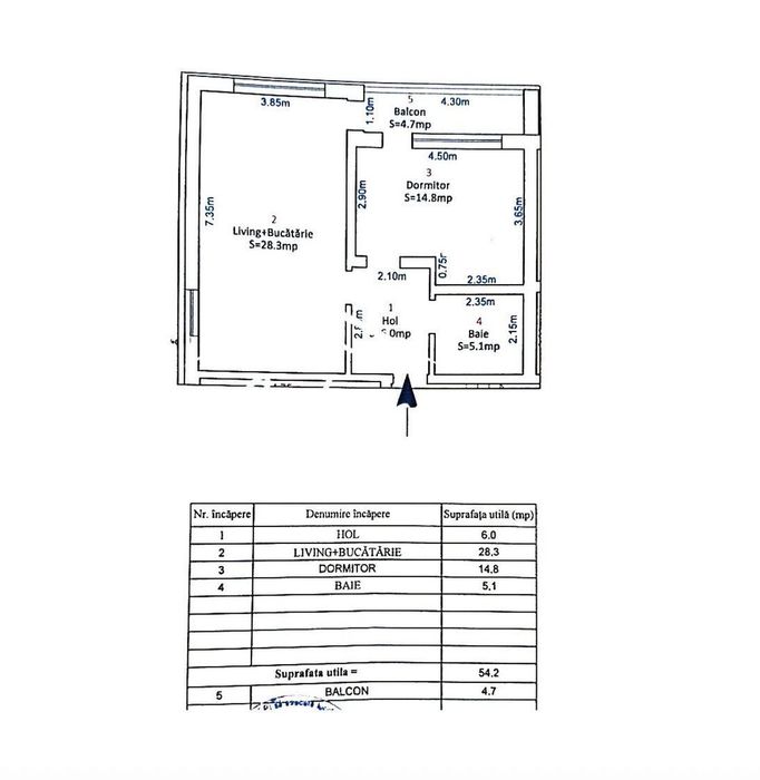 Apartament cu 2 camere, 54mp utili + balcon, etaj 2/4, Selimbar