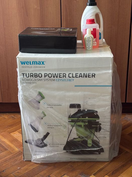 Welmax turbo power cleaner прахосмукачка с допълнителни четки, препарати за пране