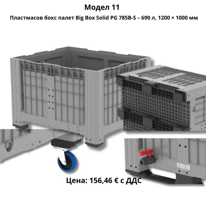 Пластмасови бокс палети 270–690 л | HDPE |