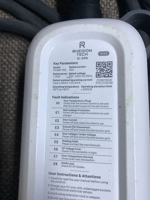 Преносима зарядна станция за електромобил RheidonTech PS280-7К2 7.2kw