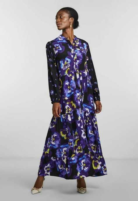 Нова дълга дамска рокля YAS YASVIOLA LS р-р M - макси рокля с принт