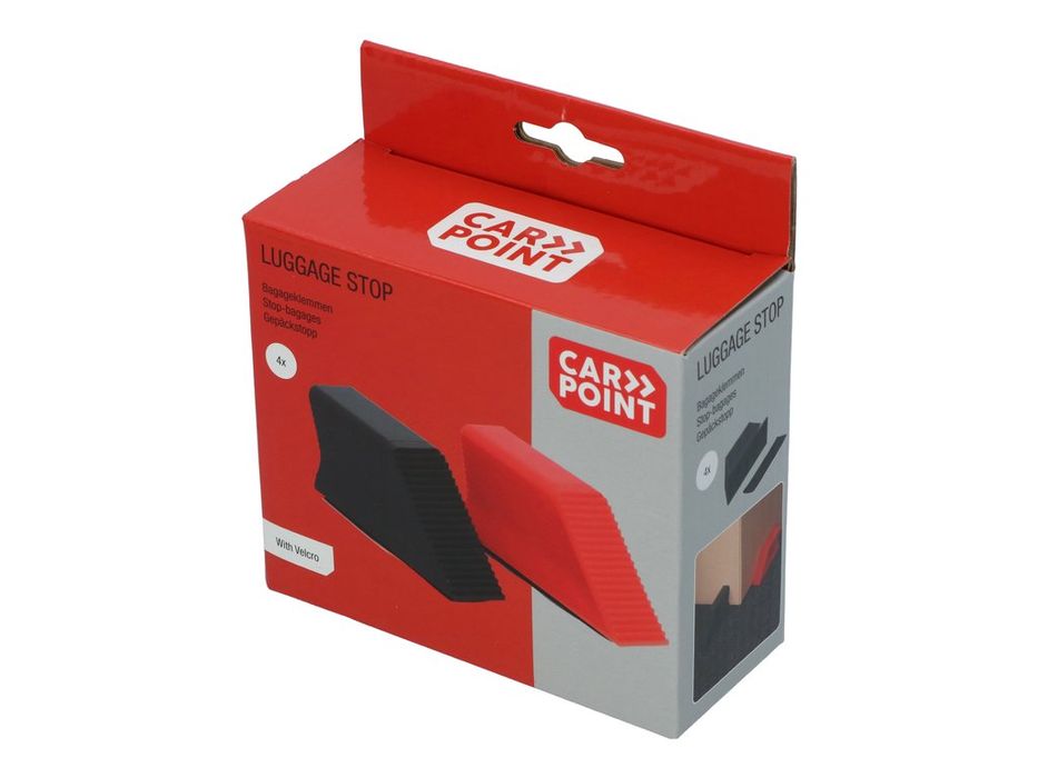 Set 4 opritoare bagaje Carpoint cu banda velcro puternica, pentru fixarea bagajelor, negru/rosu, 10 cm