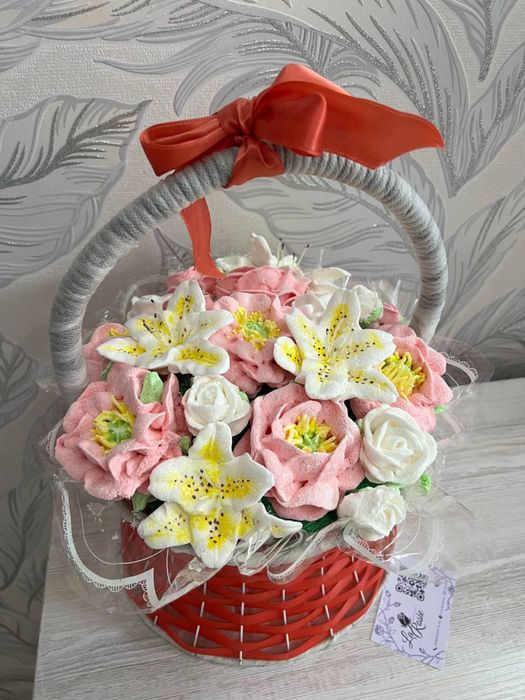 Цветы из зефира розы лилии пионы